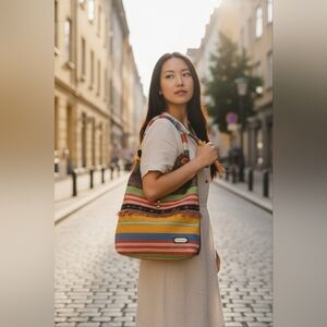 Bohemian‎ Woven Tote Bag Tribal Pattern Colorful Festival Shoulder Purse Hippie